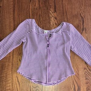 Free people slight crop; half button up